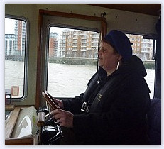 Kirsten Hearn Driving the Police Launch